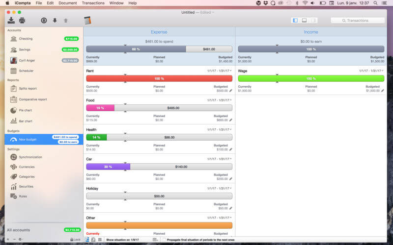 iCompta for Mac(个人财物管理工具)的截图