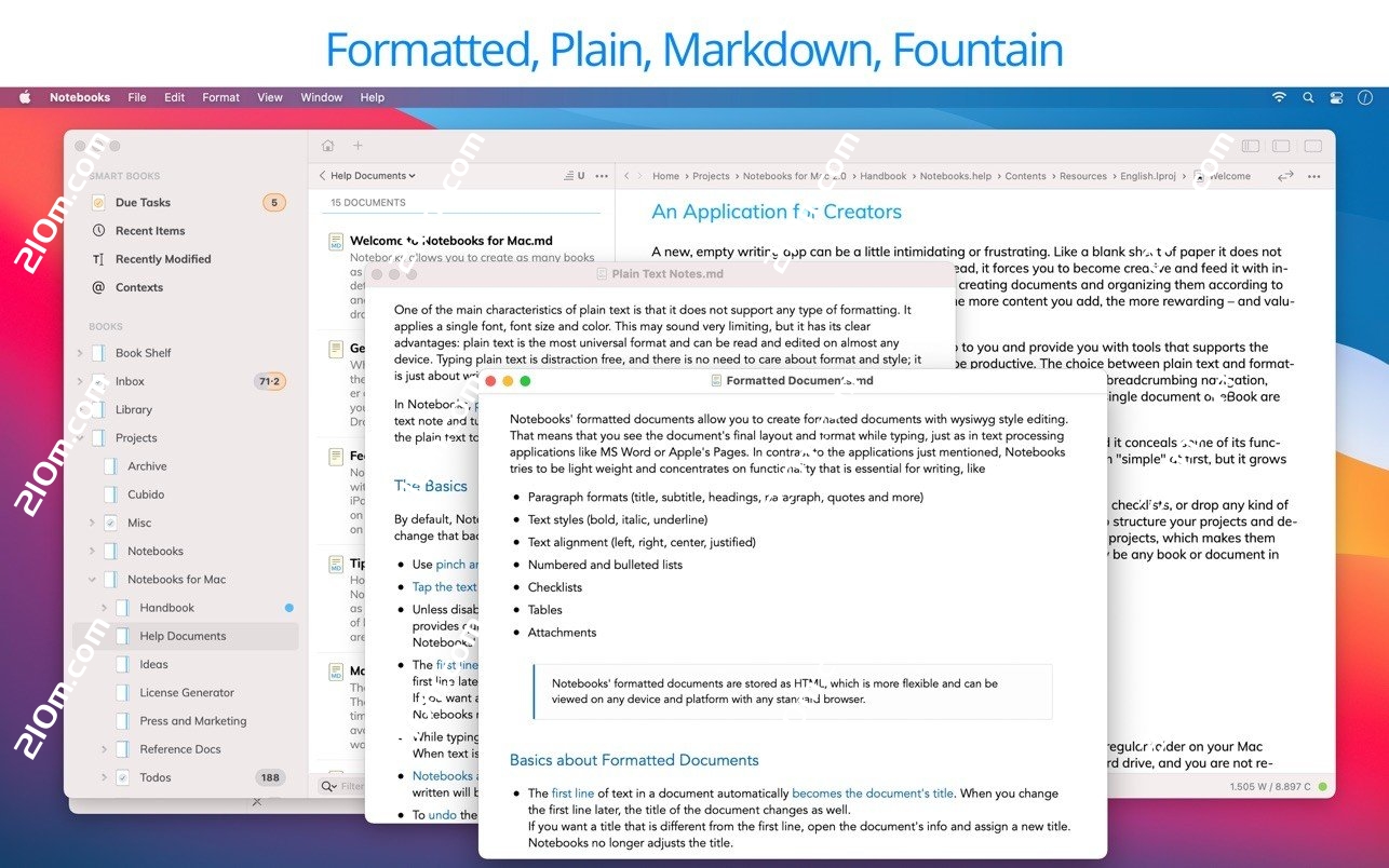 Notebooks for Mac(多功能记事本)的截图