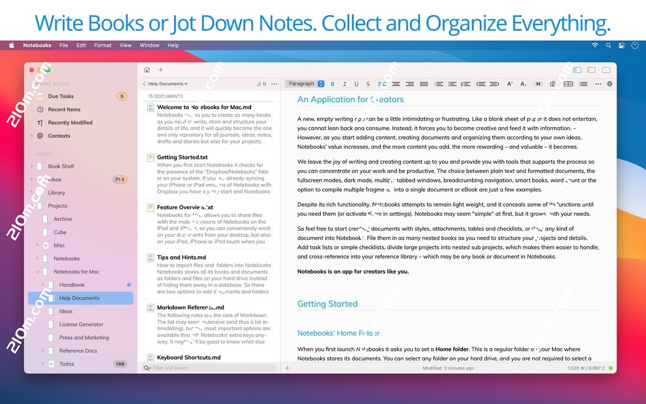 Notebooks for Mac(多功能记事本)的截图