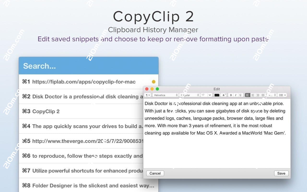 CopyClip for Mac(剪切板历史管理软件)的截图
