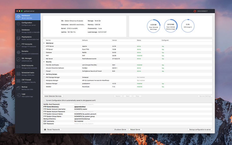 goPanel for Mac(实用的Web服务器管理软件)的截图