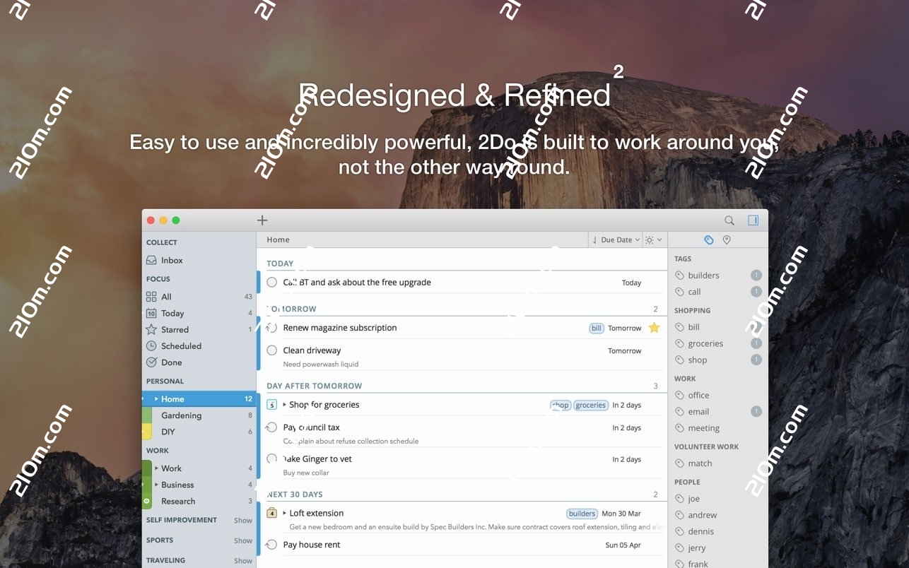 2Do for Mac(待办事项GTD任务管理)的截图