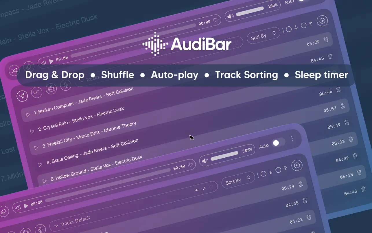 AudiBar for Mac(菜单栏音频播放器)的截图
