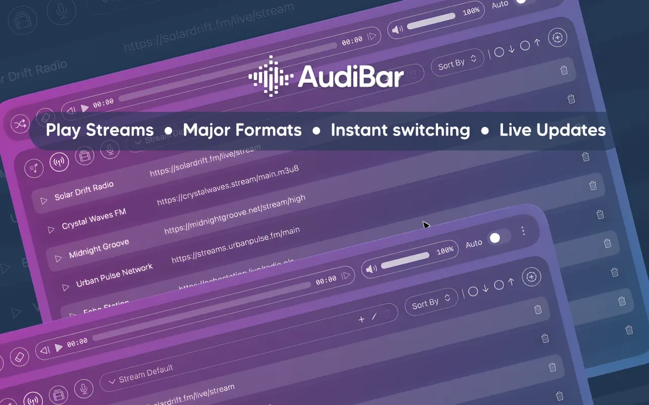 AudiBar for Mac(菜单栏音频播放器)的截图