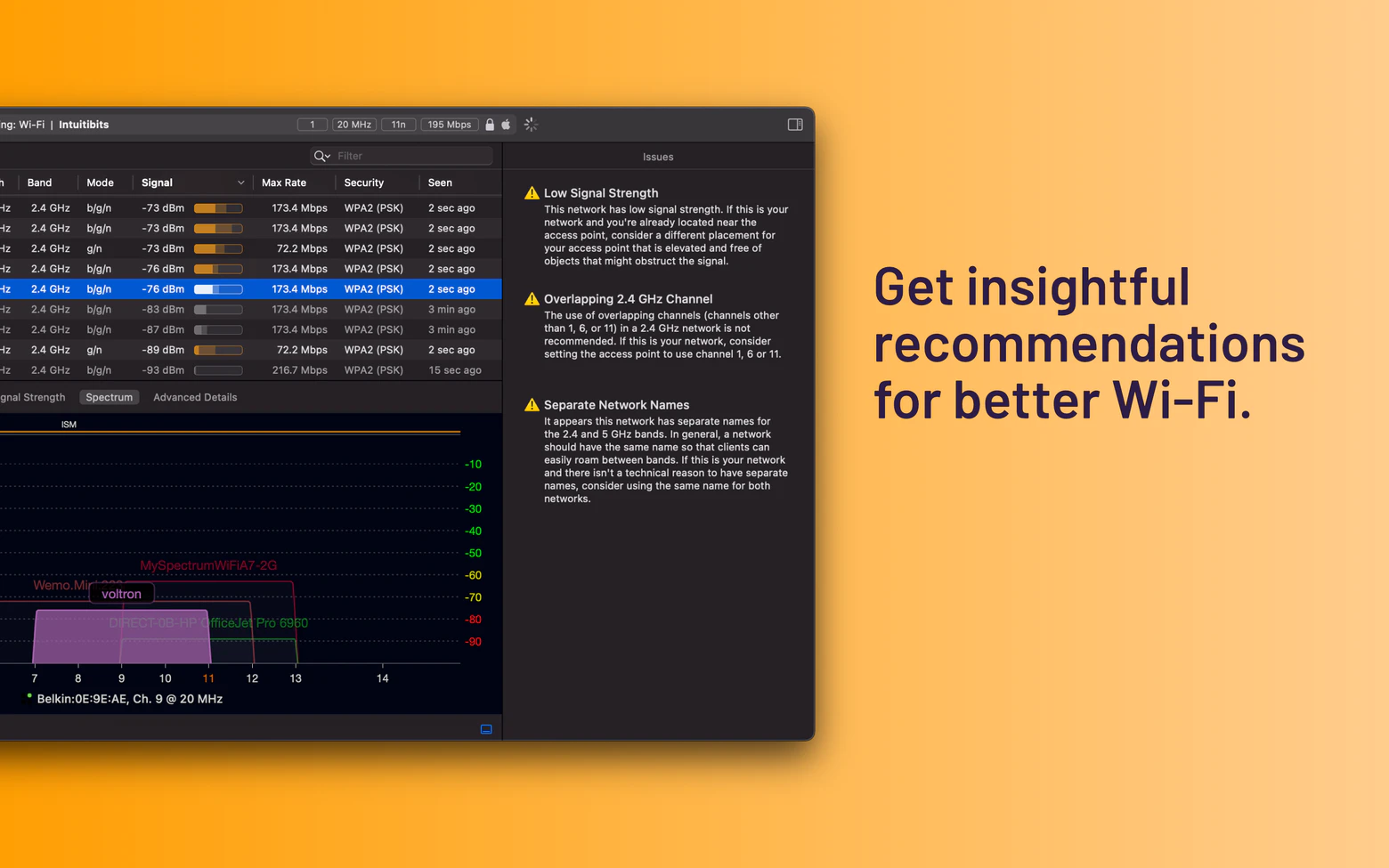 WiFi Explorer Pro for mac(WiFi无线网络管理工具)的截图