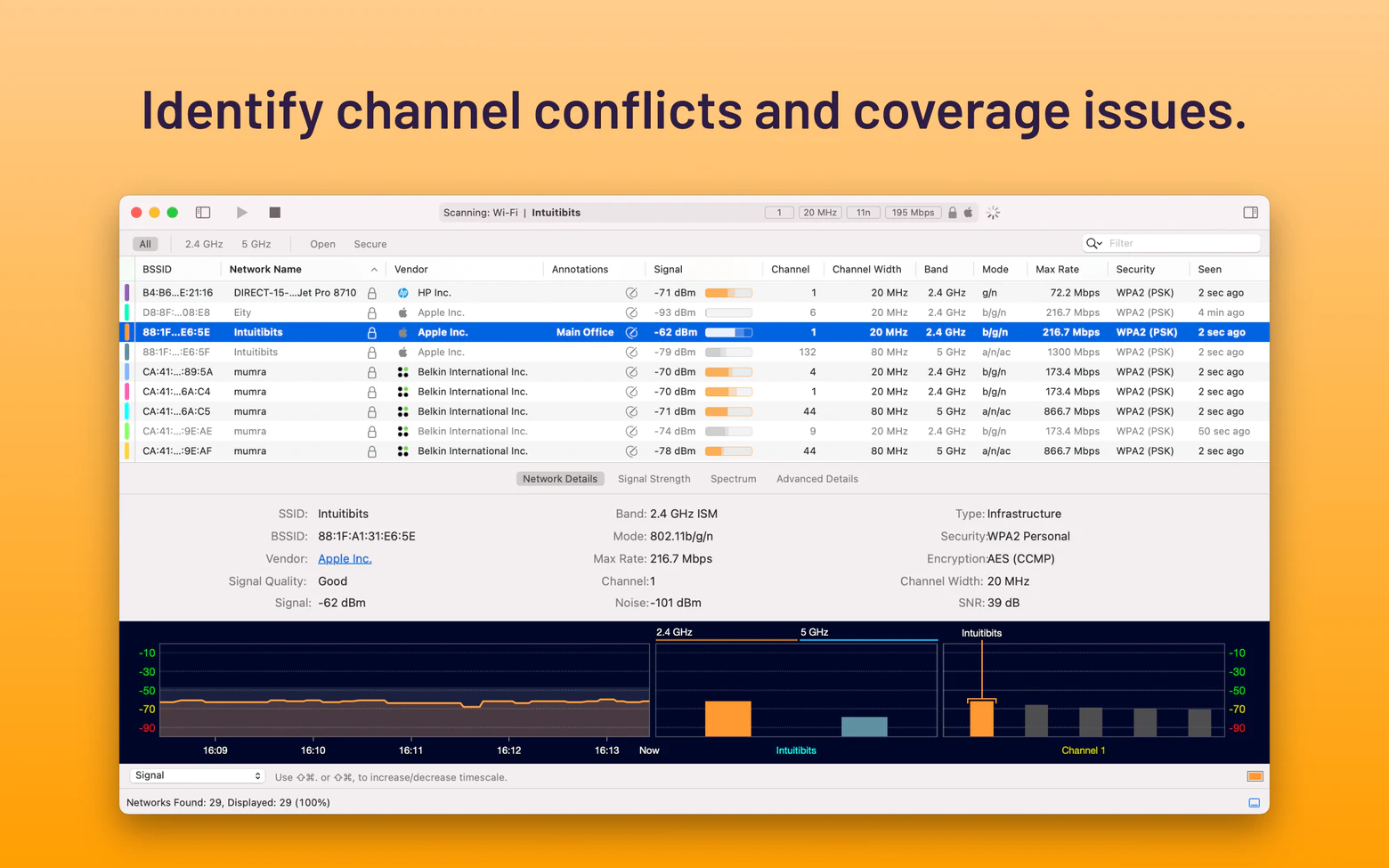 WiFi Explorer Pro for mac(WiFi无线网络管理工具)的截图