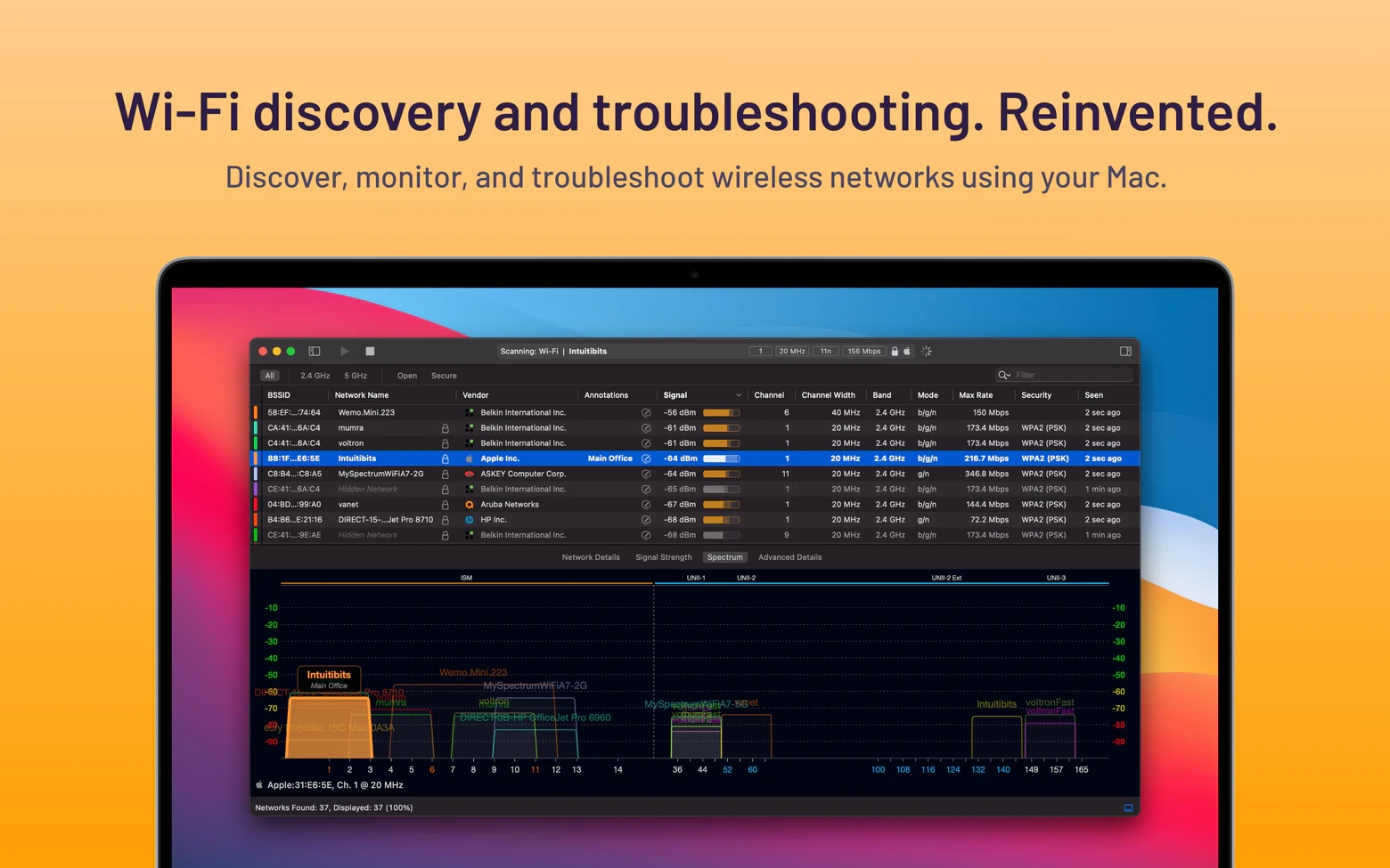 WiFi Explorer Pro for mac(WiFi无线网络管理工具)的截图