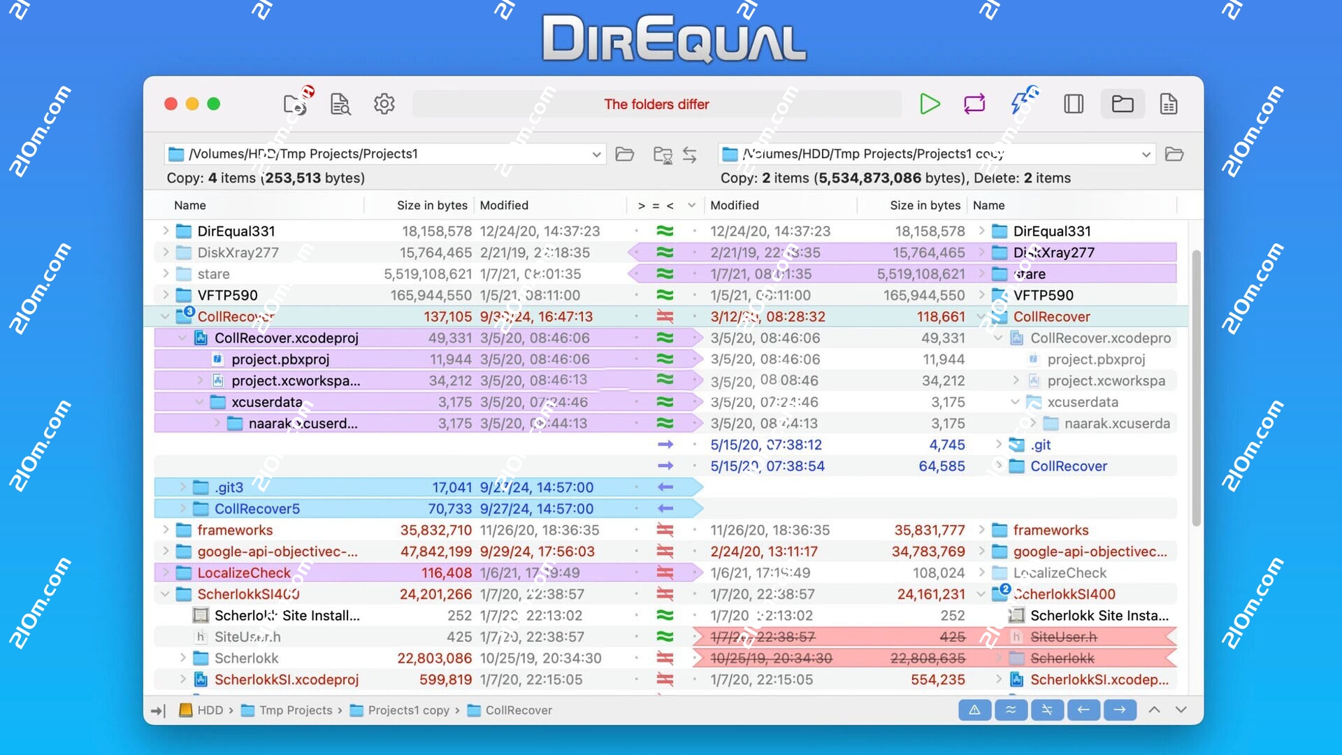Naarak Studio DirEqual for Mac(文件夹比较工具)的截图