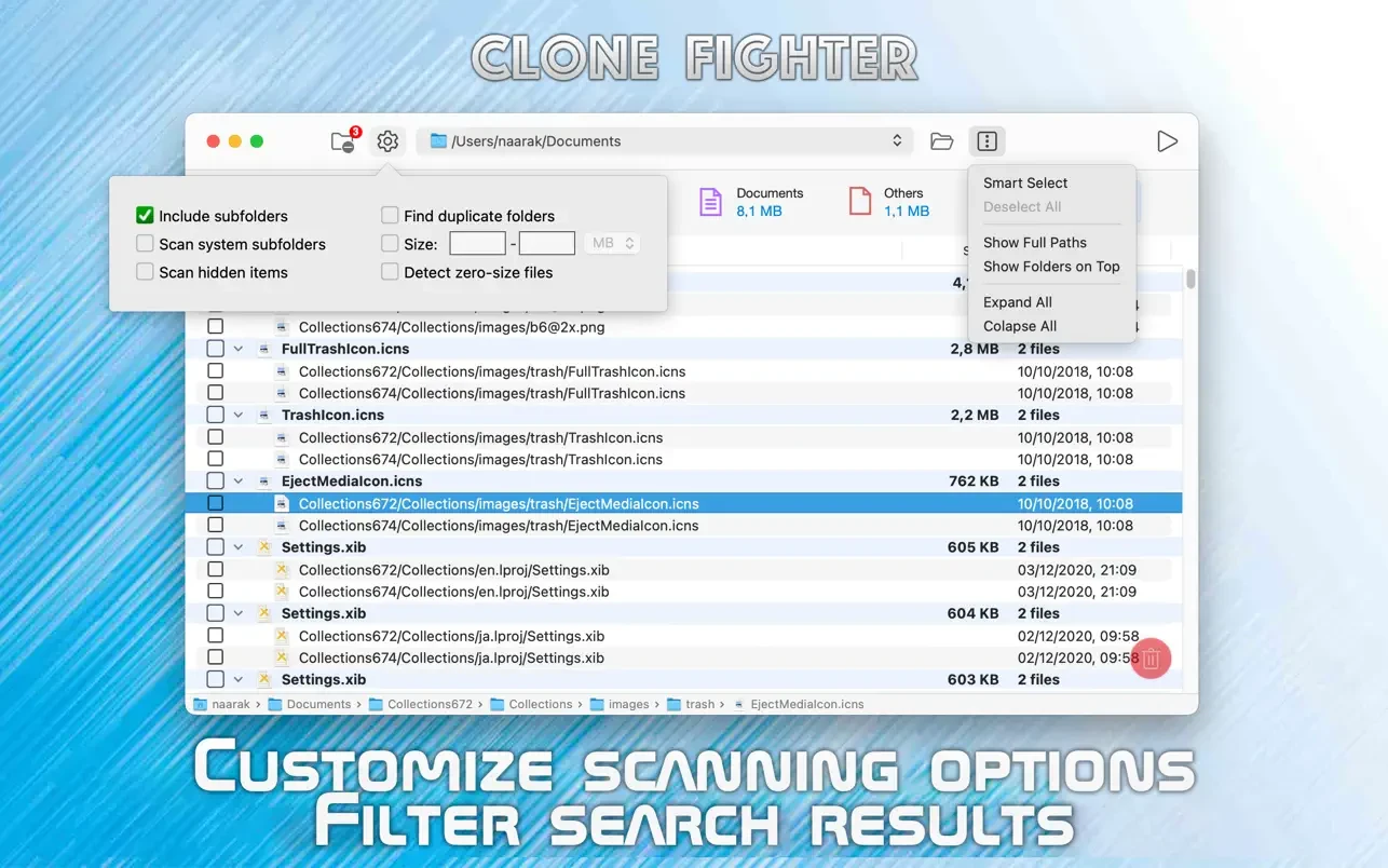 Clone Fighter for Mac(重复文件查找删除软件)的截图