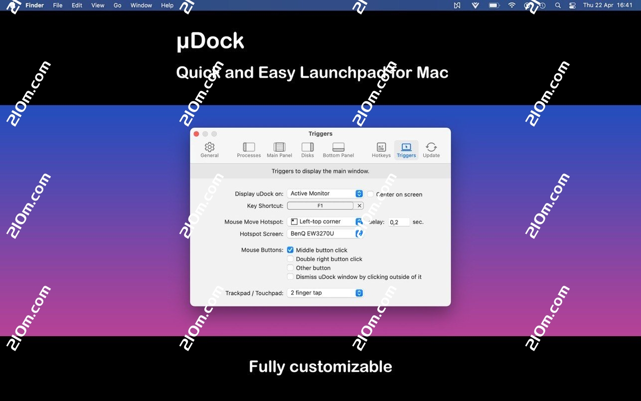 uDock for Mac(Dock栏快速启动程序)的截图