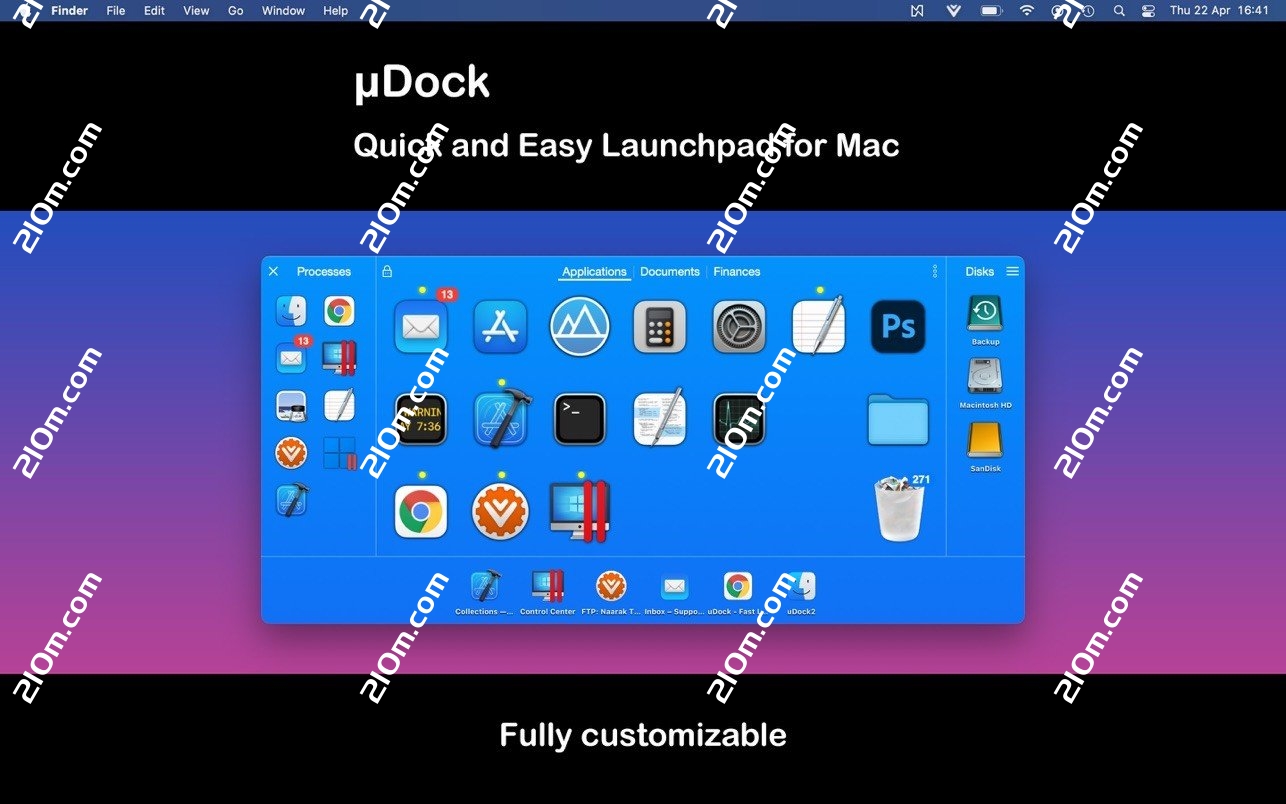 uDock for Mac(Dock栏快速启动程序)的截图