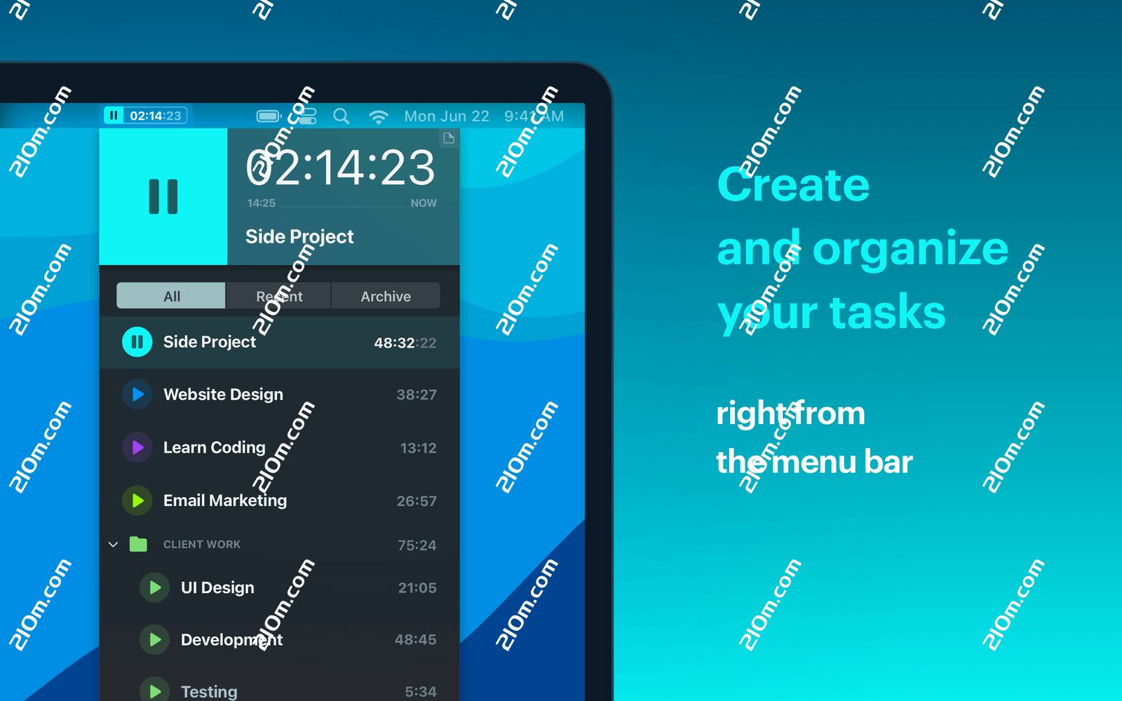 Timemator for Mac(优秀的时间追踪软件)的截图