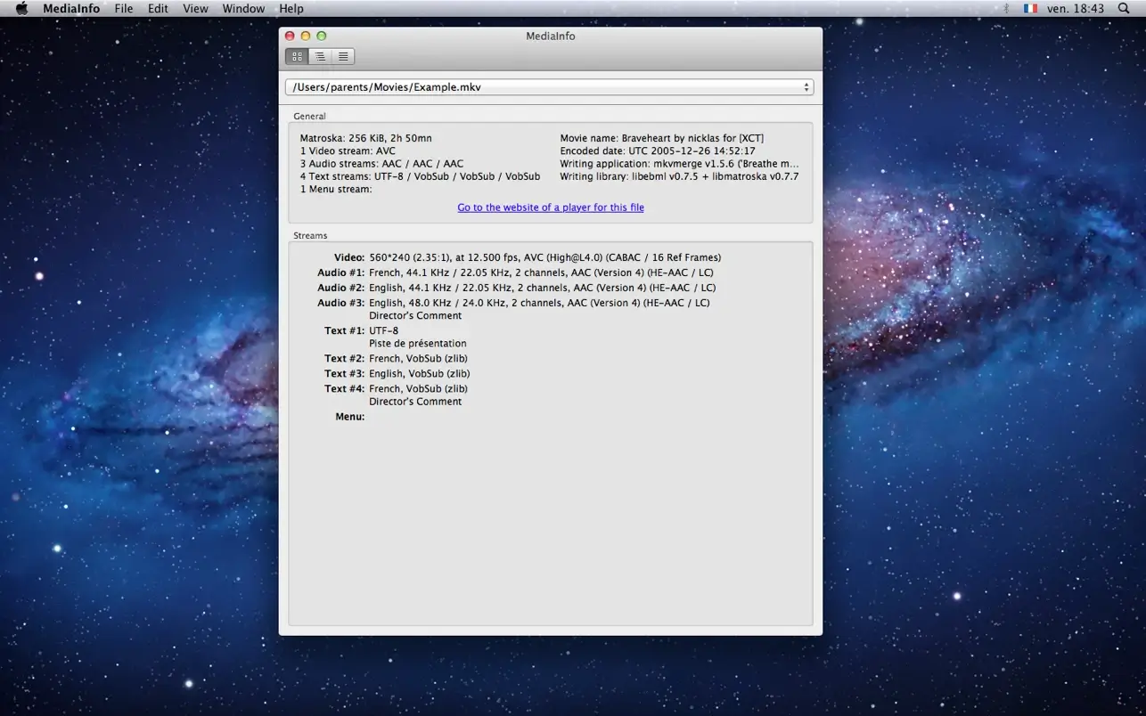 MediaInfo for mac(媒体信息检测软件)的截图