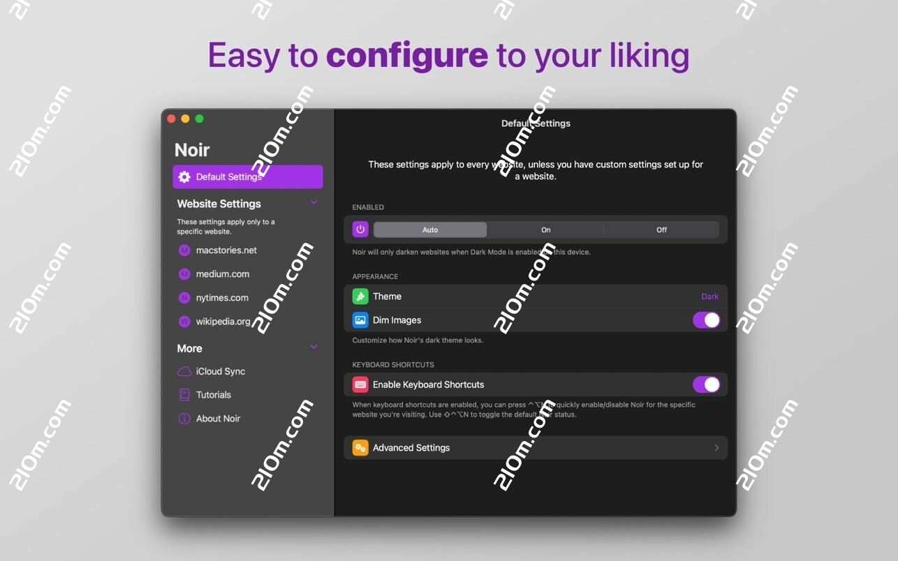 Noir – Dark Mode for Safari (Safari 扩展程序)的截图
