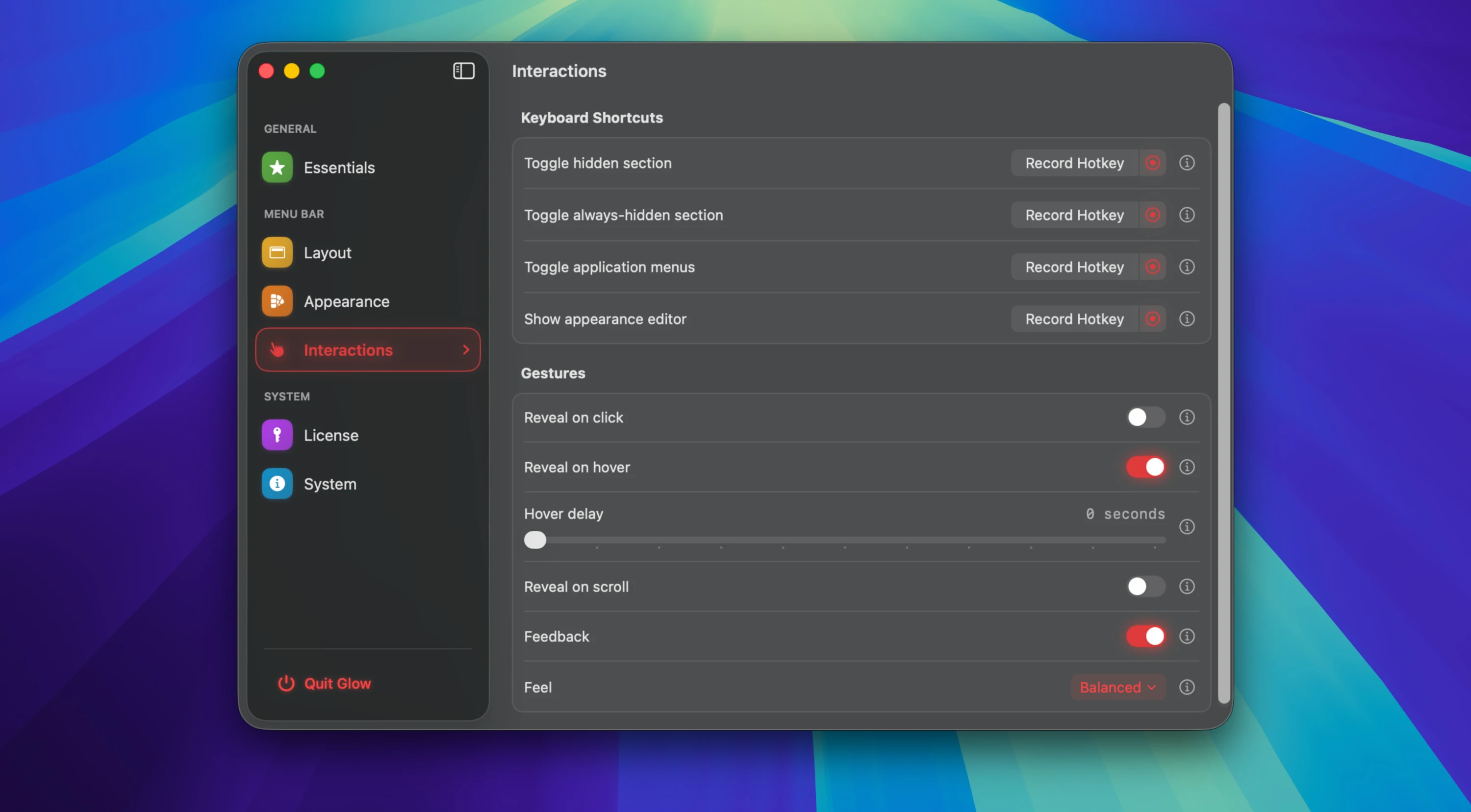 Glow for mac(macOS菜单栏管理器)的截图