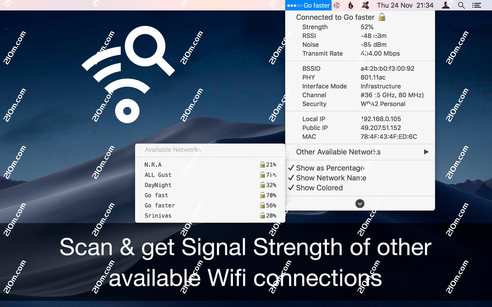 WiFi Signal Strength Explorer for Mac(无线WiFi信号强度统计)的截图