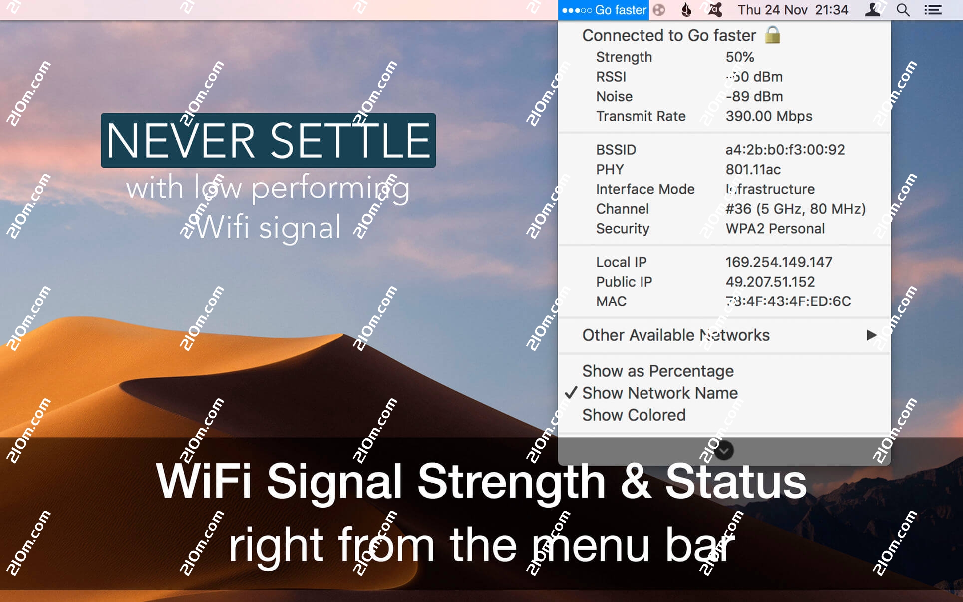 WiFi Signal Strength Explorer for Mac(无线WiFi信号强度统计)的截图