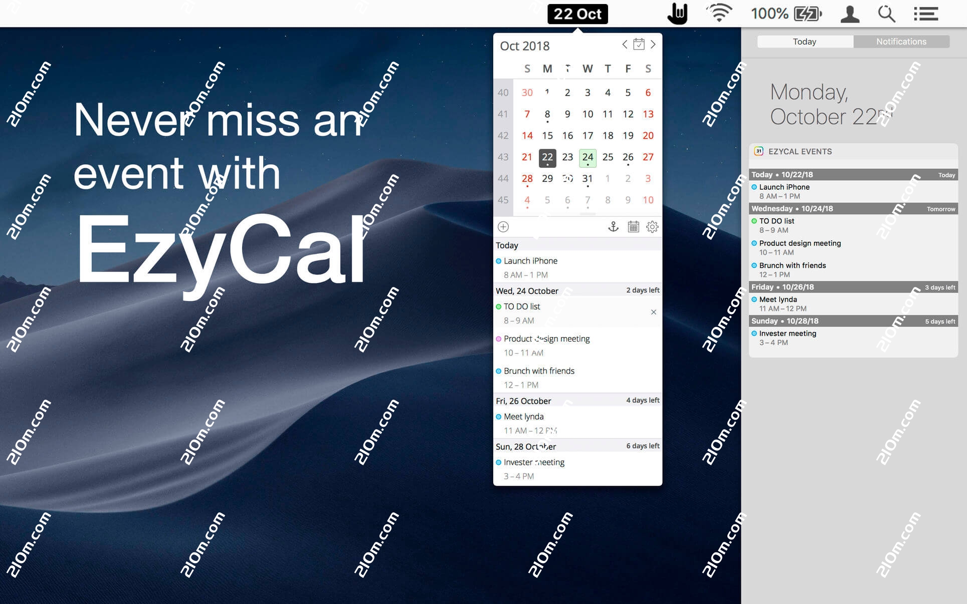 EzyCal for Mac(日历管理和提醒工具)的截图