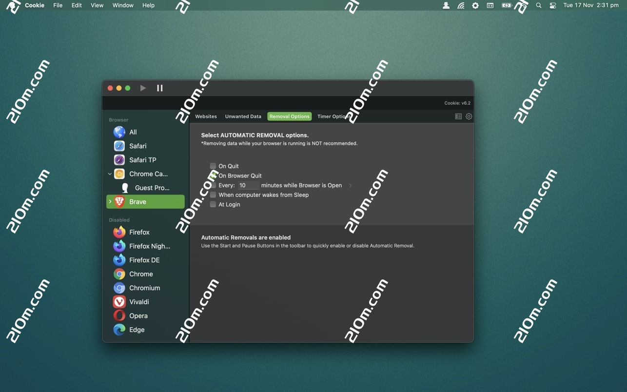Cookie for Mac(浏览器缓存清理工具)的截图