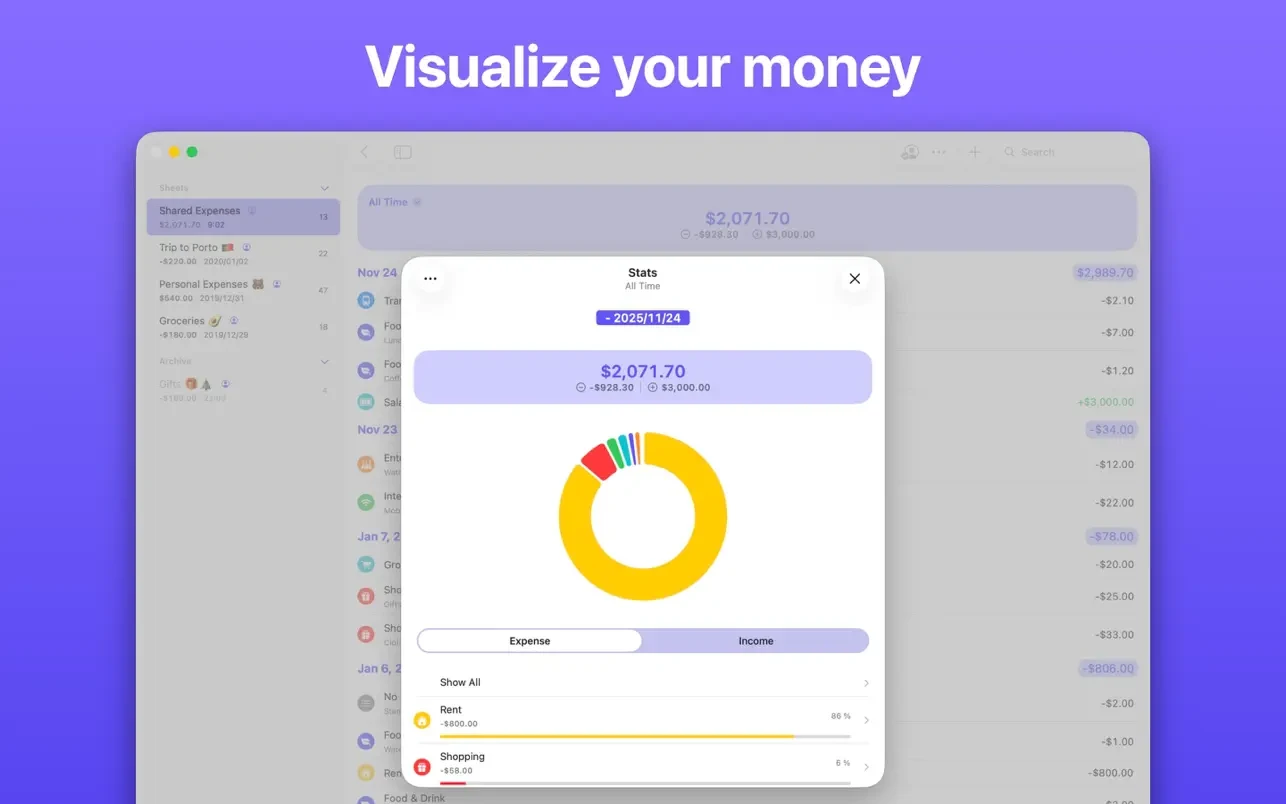 Expenses for mac(记账财务管理软件)的截图