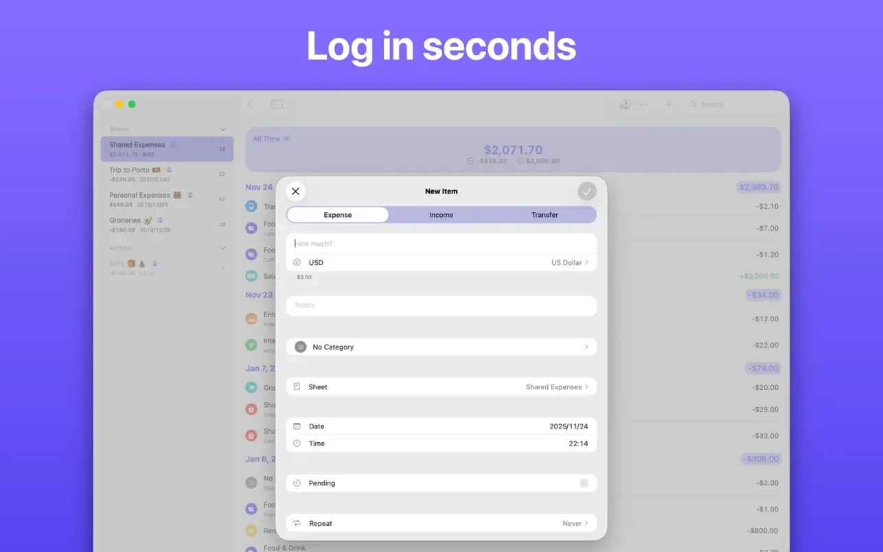 Expenses for mac(记账财务管理软件)的截图